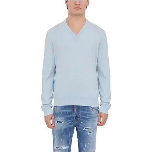 Baumwoll V-Ausschnitt Pullover , Herren, Größe: L - Dsquared2 - Modalova