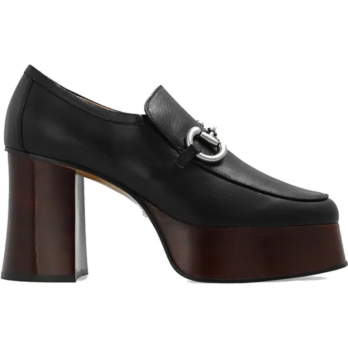 Leather Platform Loafers , female, Sizes: 2 UK, 7 UK - Gucci - Modalova