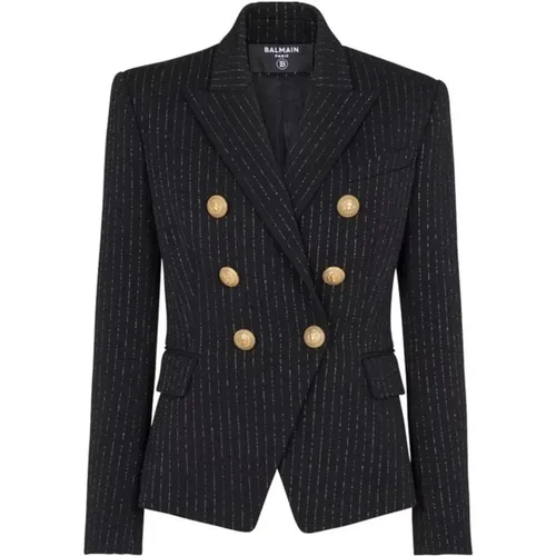 Wool Jacket Double Breasted , female, Sizes: S - Balmain - Modalova