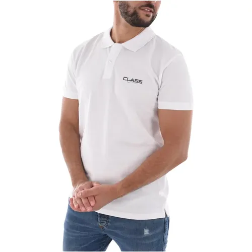 Weißes Baumwoll-Polo-Shirt - Petit Logo , Herren, Größe: L - Cavalli Class - Modalova