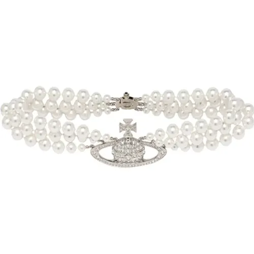 Perlen Drei-Reihen Halskette mit Strass-Logo - Vivienne Westwood - Modalova