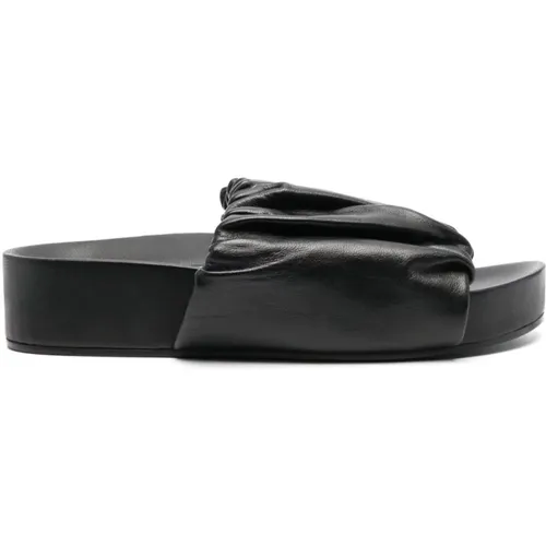Ruched Leather Slides , female, Sizes: 7 UK, 3 UK - Jil Sander - Modalova