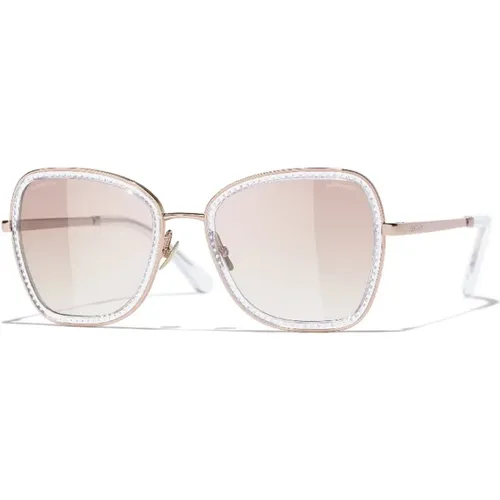 Bronze Sunglasses with Light Brown Lenses , female, Sizes: 53 MM - Chanel - Modalova