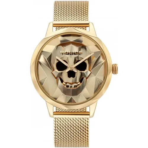 Anjar Stainless Steel Gold Watch , male, Sizes: ONE SIZE - Police - Modalova