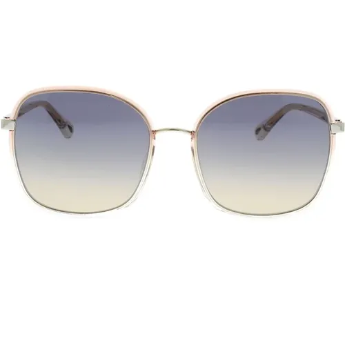 Oversized Square Metal Sunglasses with Rainbow Injected Circles and Gradient Lenses , female, Sizes: 59 MM - Chloé - Modalova