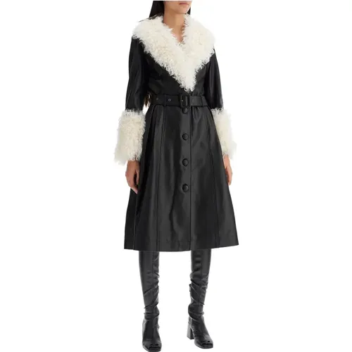 Shearling Long Coat with Flare Silhouette , female, Sizes: L, S, M - Saks Potts - Modalova