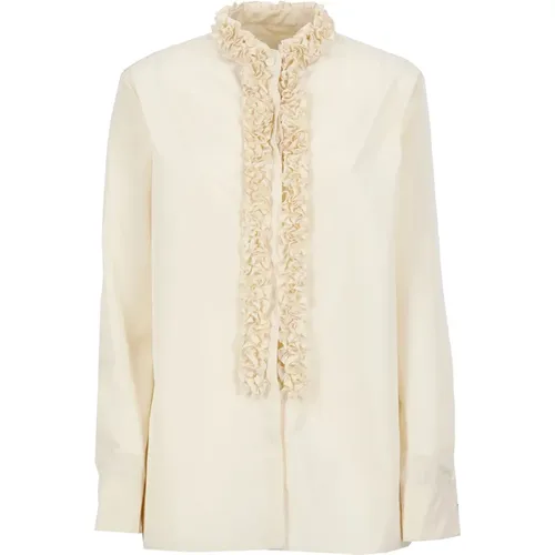 White Woman`s Shirt with Korean Collar , female, Sizes: M, 2XS, XS - Jil Sander - Modalova