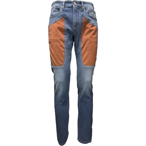 Slim Fit Alcantara Patch Jeans , Herren, Größe: W32 - Jeckerson - Modalova