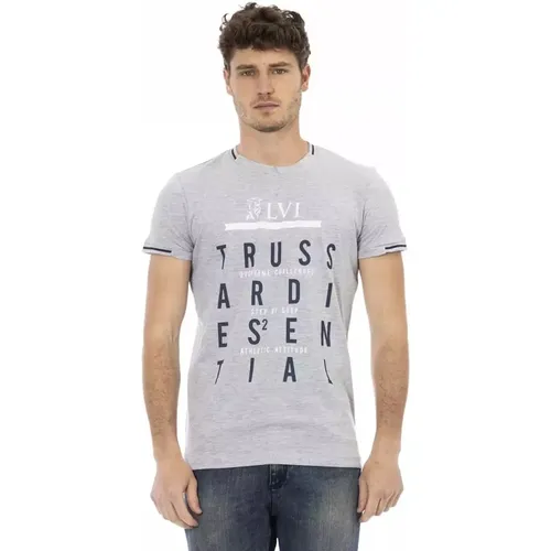 Elegantes graues T-Shirt mit kurzen Ärmeln , Herren, Größe: XL - Trussardi - Modalova