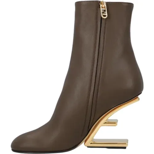 Leather boots , female, Sizes: 4 UK - Fendi - Modalova