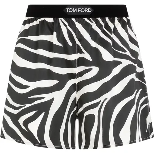 Zebra Pattern Silk Pajamas Shorts , female, Sizes: XS - Tom Ford - Modalova
