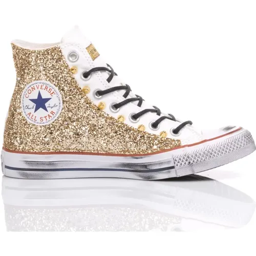 Handgefertigte Weiße Gold Sneakers , Damen, Größe: 38 EU - Converse - Modalova