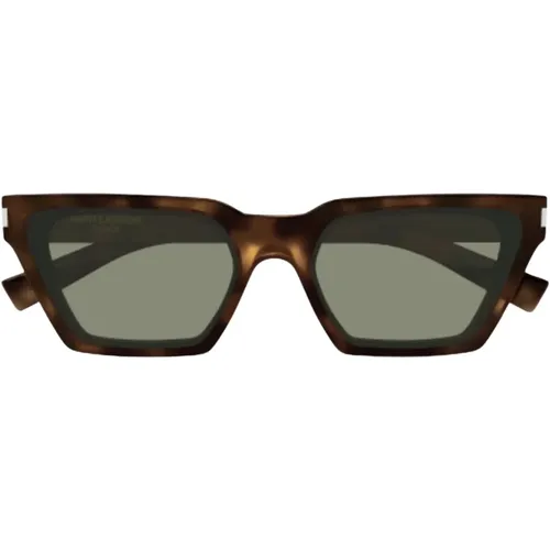 Distinctive Cat-Eye Sunglasses in Havana , female, Sizes: 57 MM - Saint Laurent - Modalova