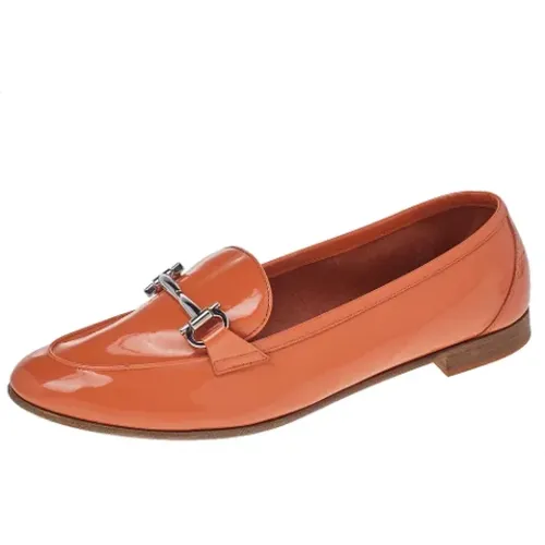 Pre-owned Leather flats , female, Sizes: 7 1/2 UK - Salvatore Ferragamo Pre-owned - Modalova