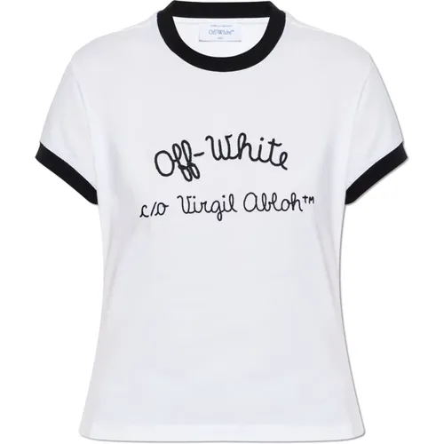 Off , T-shirt with logo , female, Sizes: M, L, S - Off White - Modalova