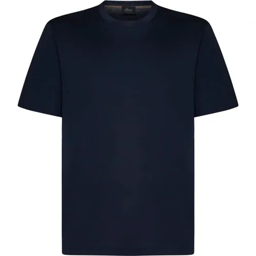 Blauer Rippstrick-Crewneck T-Shirt , Herren, Größe: L - Brioni - Modalova