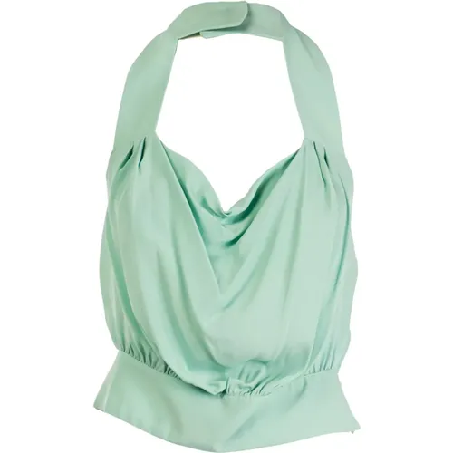 Elegantes Haltertop Grün Sommerstil , Damen, Größe: 2XS - pinko - Modalova