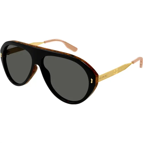 Gold/Graue Sonnenbrille , Herren, Größe: 61 MM - Gucci - Modalova
