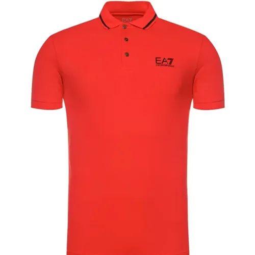 Rotes Polo-Shirt mit Schwarzen Details , Herren, Größe: M - Emporio Armani - Modalova