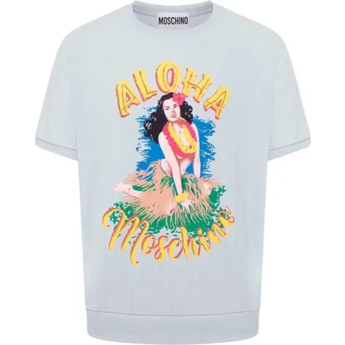 Jacquard Cotton T-Shirt for Men , male, Sizes: XL - Moschino - Modalova