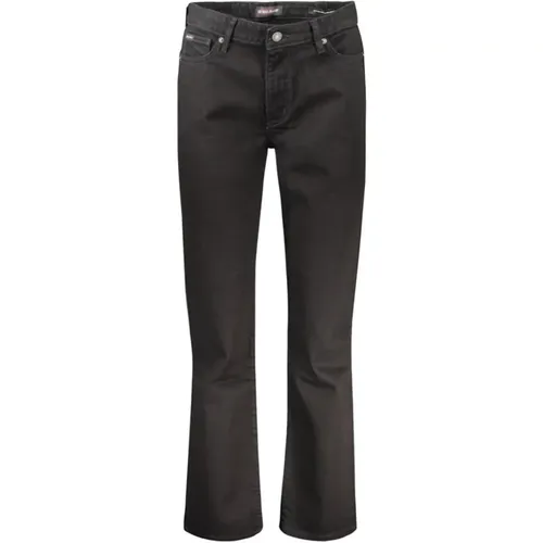 Schwarze Baumwoll Straight-Leg Jeans & Hosen , Damen, Größe: W29 - Guess - Modalova