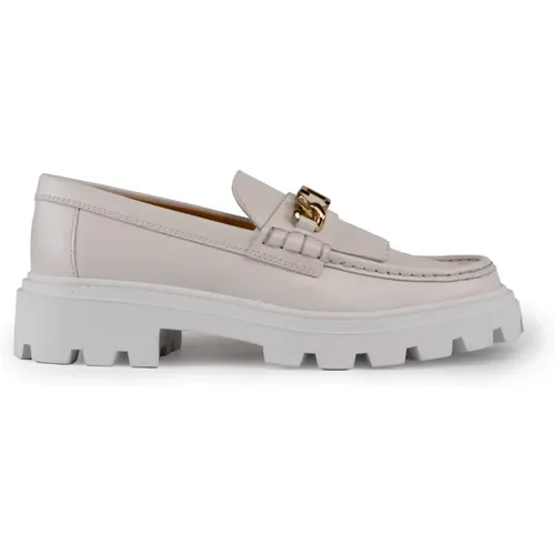 Weiße Leder Slip-On Fransen Schuhe - TOD'S - Modalova