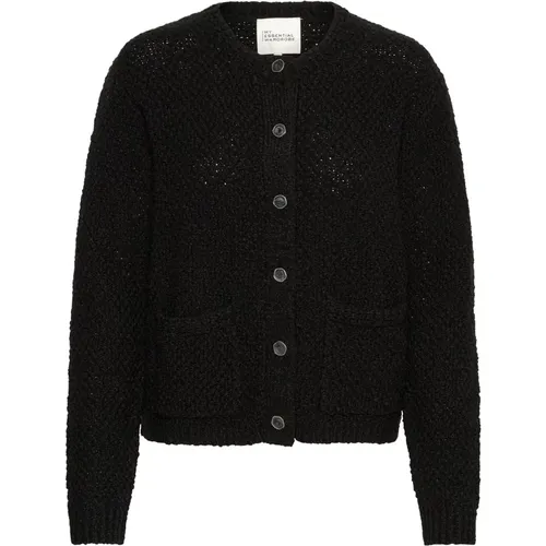 Schwarzer Strick-Cardigan mit Knöpfen , Damen, Größe: 2XL - My Essential Wardrobe - Modalova