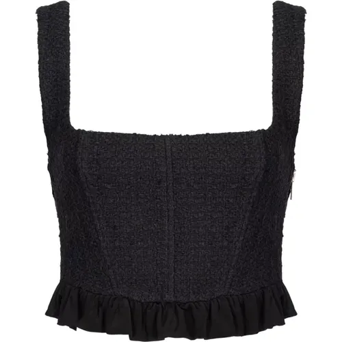 Ärmelloses Tweed Crop Top , Damen, Größe: L - pinko - Modalova