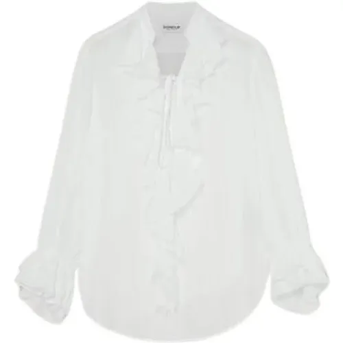 Elegante Slim Fit Weiße Bluse - Größe 42 , Damen, Größe: XS - Dondup - Modalova