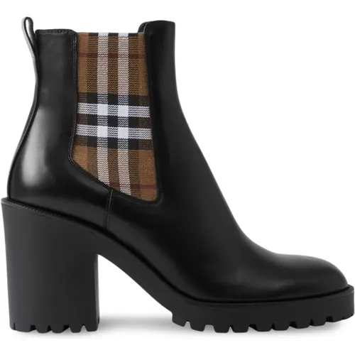 Check Panel Ankle Boots , female, Sizes: 4 UK - Burberry - Modalova