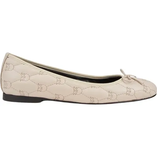White Leather Quilted Ballerina Shoes , female, Sizes: 4 UK, 7 UK, 8 UK - pinko - Modalova
