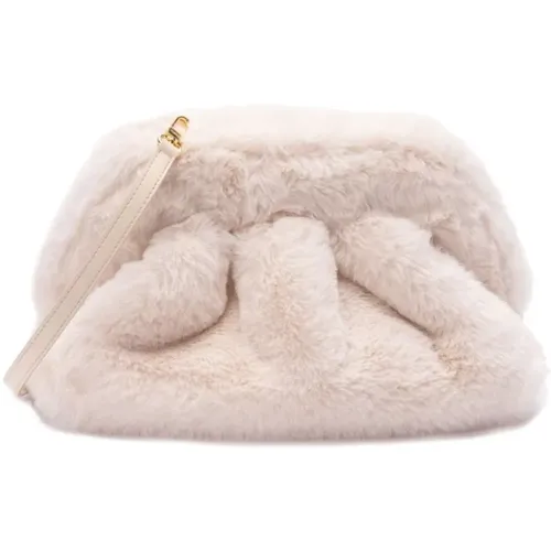 White faux-fur shoulder bag with magnetic fastening , female, Sizes: ONE SIZE - THEMOIRè - Modalova