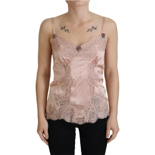 Elegantes Rosa Seidenwäsche-Top , unisex, Größe: 2XS - Dolce & Gabbana - Modalova