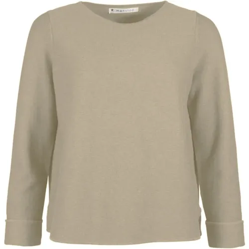 Simple Knit Sweater Moriko 2024 Oat , female, Sizes: L, 2XL - Mansted - Modalova