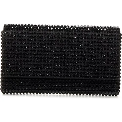 Crystal Embellished Foldover Bag , female, Sizes: ONE SIZE - Amina Muaddi - Modalova