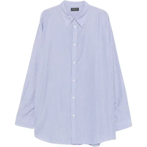 Oversized Striped Poplin Shirt , male, Sizes: S - Balenciaga - Modalova