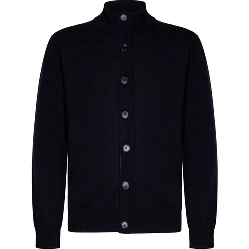 Navy Cashmere Zip Cardigan , male, Sizes: L, XL - Brioni - Modalova