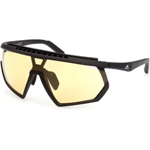 Sonnenbrille, Mattes Schwarzes Gestell, Braune Gläser - Adidas - Modalova