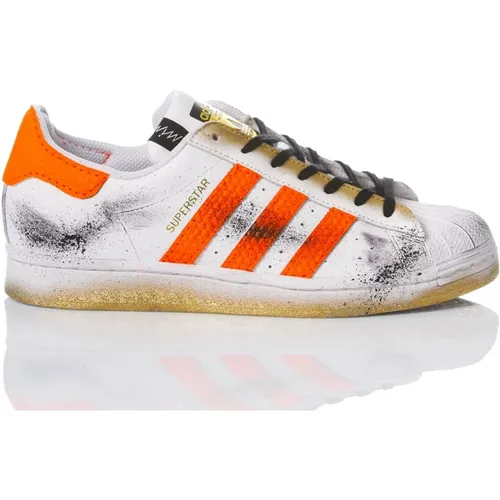 Handgefertigte Fluoreszierende Gold Sneakers , Herren, Größe: 43 1/3 EU - Adidas - Modalova