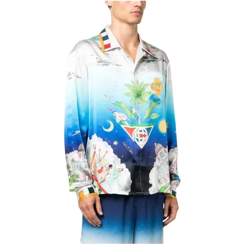 Multicolour Silk Cuban-Collar Shirt , male, Sizes: S - Casablanca - Modalova