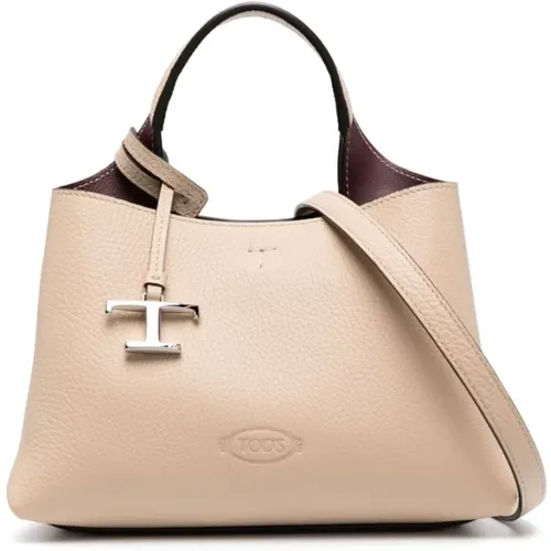 Leather Tote Bag with Logo Pendant , female, Sizes: ONE SIZE - TOD'S - Modalova