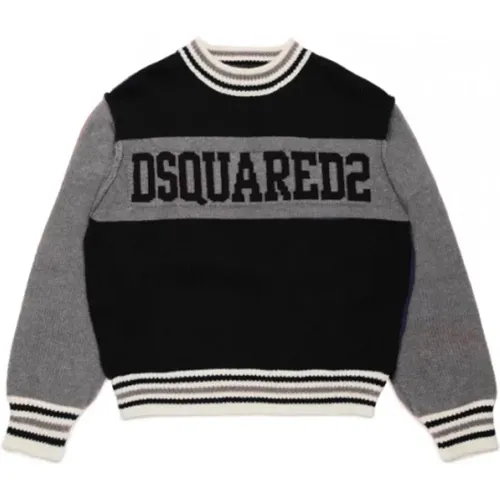 Schwarzer Pullover mit Logo-Stickerei , Damen, Größe: L - Dsquared2 - Modalova