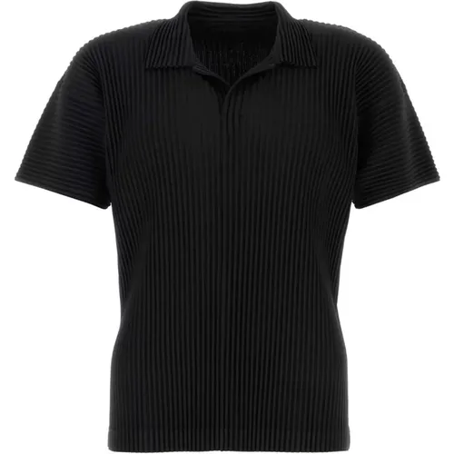 Schwarzes Polo-Shirt aus Polyester , Herren, Größe: XL - Issey Miyake - Modalova