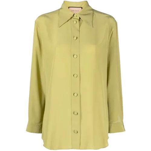 Silk Crêpe de Chine Shirt , female, Sizes: M - Gucci - Modalova