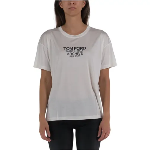 Seiden Jersey T-Shirt , Damen, Größe: XS - Tom Ford - Modalova