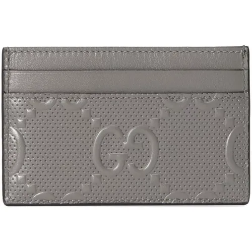 Embossed Leather Card Case , male, Sizes: ONE SIZE - Gucci - Modalova