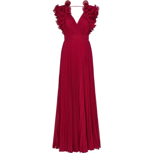 Pleated Floor Length Dress , female, Sizes: M - Elie Saab - Modalova