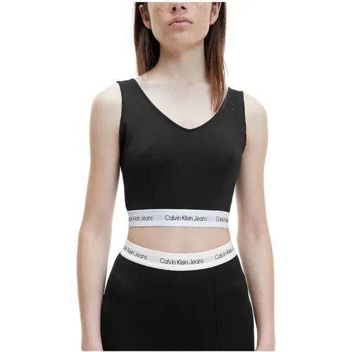 Schwarzes Umweltfreundliches ärmelloses Top , Damen, Größe: M - Calvin Klein - Modalova