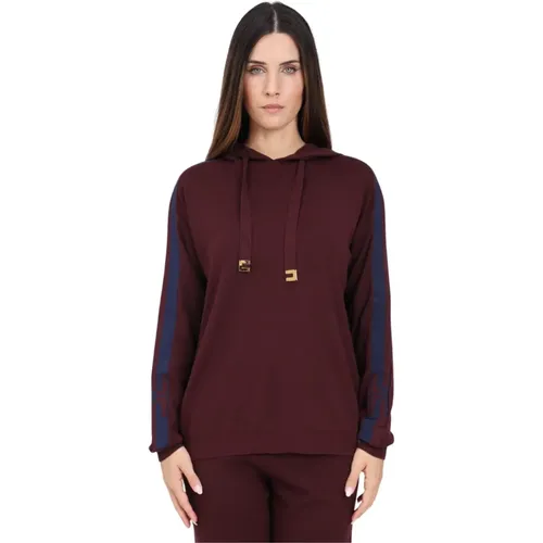 Bordeaux Kapuzenpullover Casual Herbst/Winter - Elisabetta Franchi - Modalova