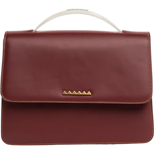 Bordeaux Leder Handtasche , Damen, Größe: ONE Size - RUN OF - Modalova